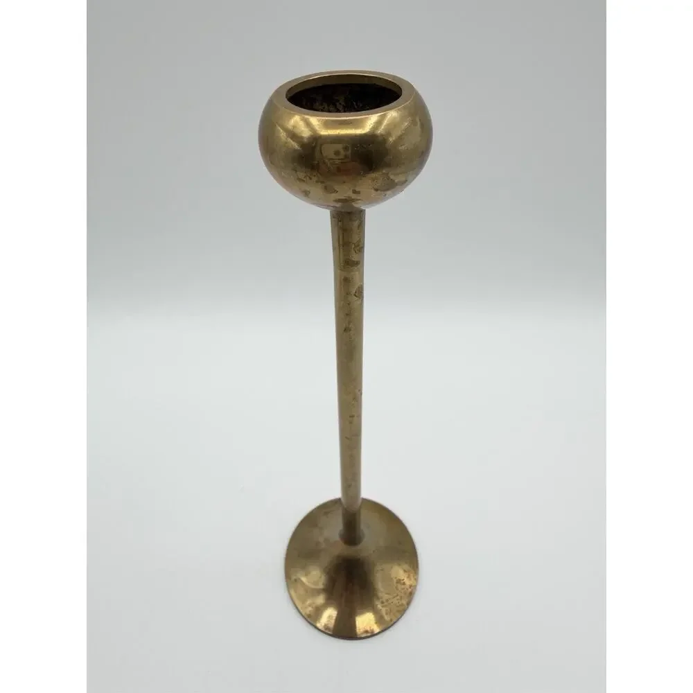 Brass Tulip Cup Graduated Taper Candle Holders Mid Century Modern MCM Set of 5